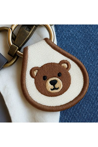 AYDK Bear (Teddy) Embroidered Multi-Purpose Keychain Charm |   Bag, Jeans, Shoes, AirPods Compatible