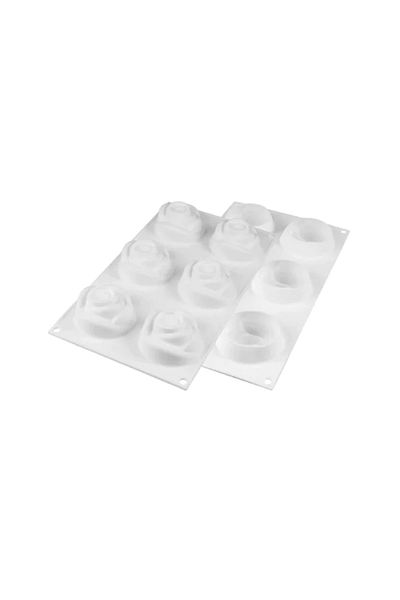 silikomart Forma din silicon, Rosa 145, trandafir, 6 cavitati, Ø 70 × 55 mm