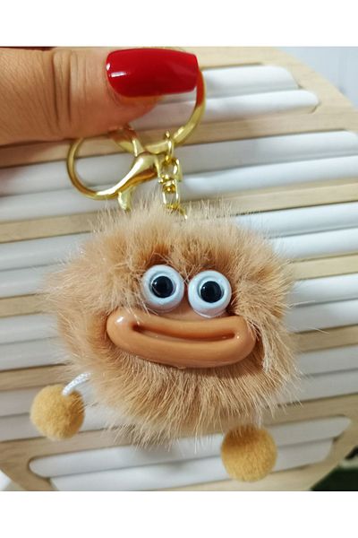 mos&more Sausage Mouth Pompom Bag Ornament Accessory Keychain, Car Ornament, Bag Charm