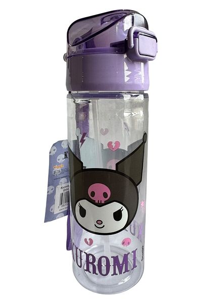 Polin Kuromi Licensed Water Bottle with Straw, 500ml, Purple