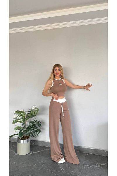bonibon butikk Women's Quality Luxury Clothing Modal Fabric Flexible Lycra Wide Leg Suit