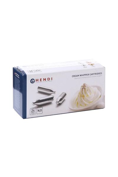 HENDI Set of 24 nitrogen cartridges for professional whipped cream dispensers, 8 g