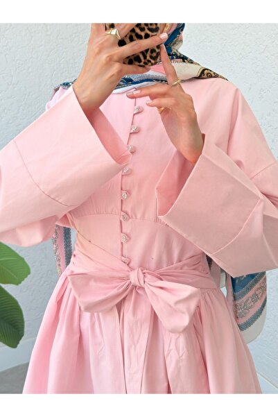 Modamorfo Τούνικ με κορδόνια μέχρι την πέτρα με κουμπιά - Ροζ