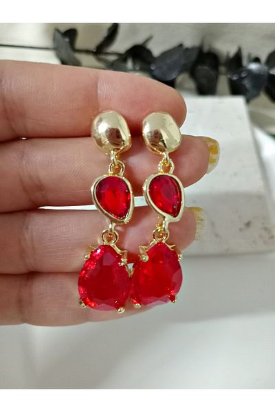 mos&more Red Stone Gold Earrings