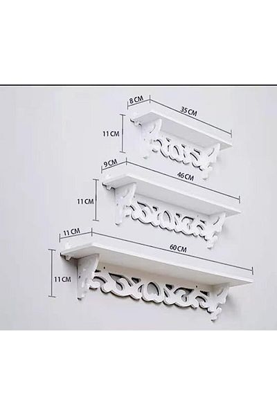 genric FFD Wall Shelf Wall Mounted Wooden Shelf Set Of 3 Floating Shelves Wooden Wall Storage Shelves W