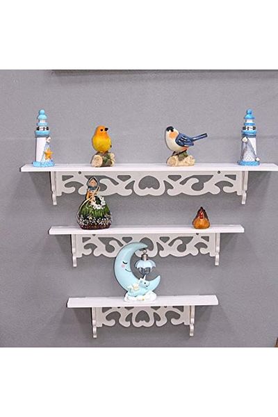 genric FFD Wall Shelf Wall Mounted Wooden Shelf Set Of 3 Floating Shelves Wooden Wall Storage Shelves W
