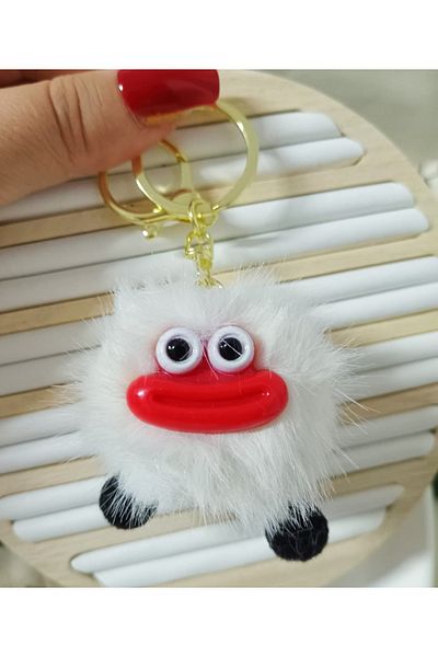 mos&more Sausage Mouth Pompom Bag Ornament Accessory Keychain, Car Ornament, Bag Charm