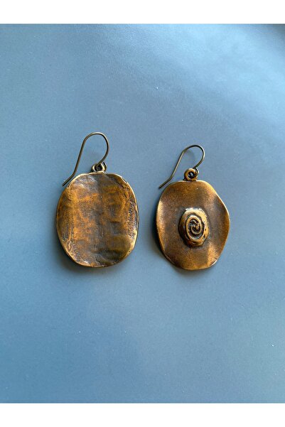 dela otantik El Yapımı Büyük Boy Bronz renk Otantik Sallantılı Küpe - Bohem Etnik Vintage Metal Bijuteri Takı