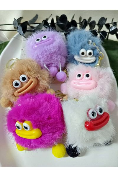mos&more 6 Colors, Sausage Mouth Pompom Bag Ornament Accessory Keychain, Car Ornament, Bag Charm