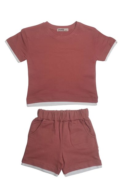 MK Mukko Kids Girls/Boys' Seasonal Two Thread Outdoor Tile Basic Shorts T-Shirt Bottom Top Set