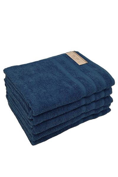 Kotonia Home Tess Jacquard Cotton Bath Towel, 400g/sqm, Navy Blue, 70x130 Cm