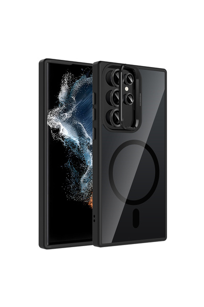Rivor Samsung Galaxy S22 Ultra Uyumlu Kılıf Standlı ve Kamera Lens Hediyeli M...
