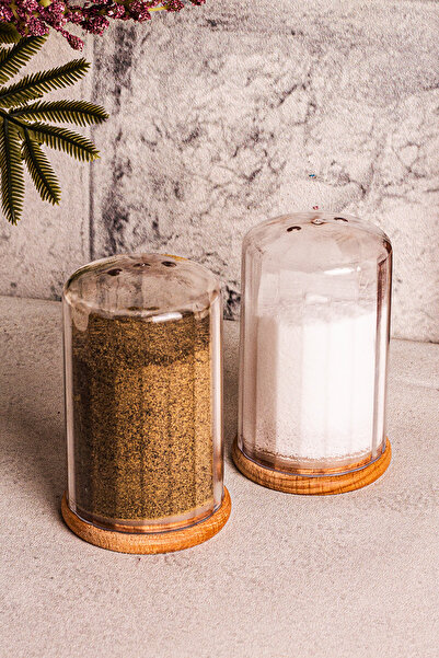 Snippy Salty - Set of 2 Wooden Vacuum Plastic Salt Shakers with Lids