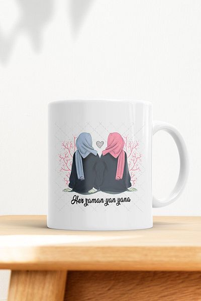 ÇELİKLER HEDİYE Set of 2 Girlfriends Always Side by Side Printed Mug