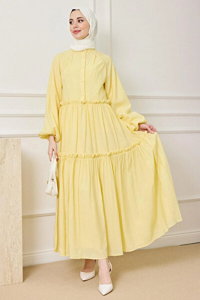 moda auram Gofre Katlı Elbise