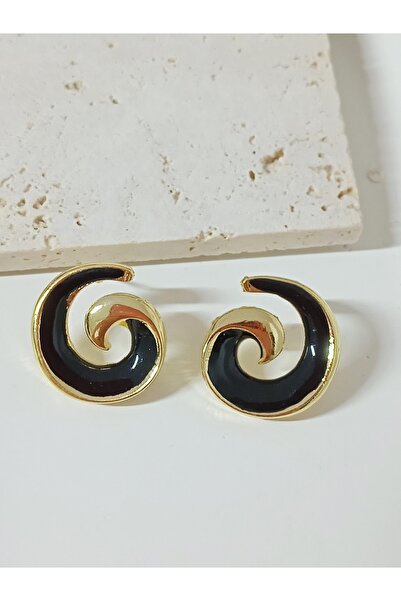 mos&more Black Gold Spiral Women's Earrings