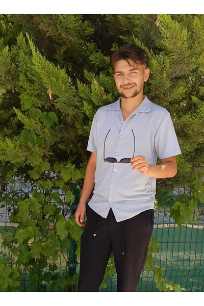 KING SEZAR Мъжка риза 100% памучна дишаща материя Flame Slim Fit с яка с копчета Мъжка риза