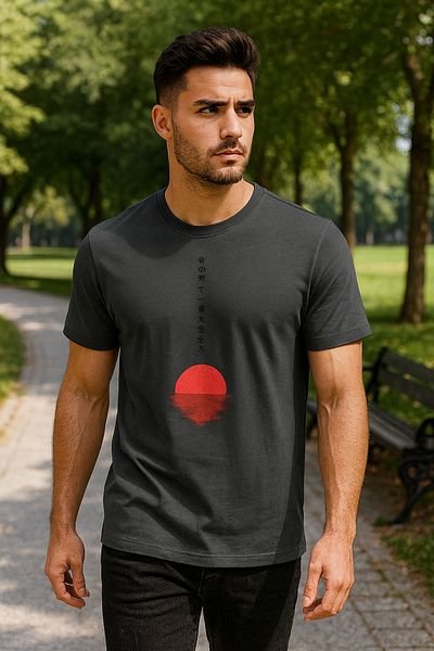 Maccali Men's Short Sleeve Text Print Crew Neck Smoked T-Shirt