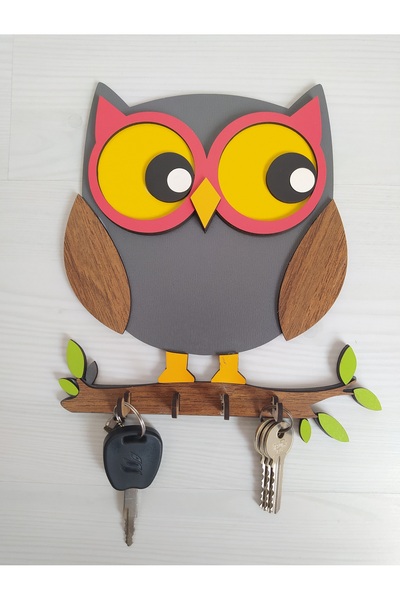 Home Ahşap Dekoratif, Hediyelik Baykuş Temalı Anahtar Askılığı