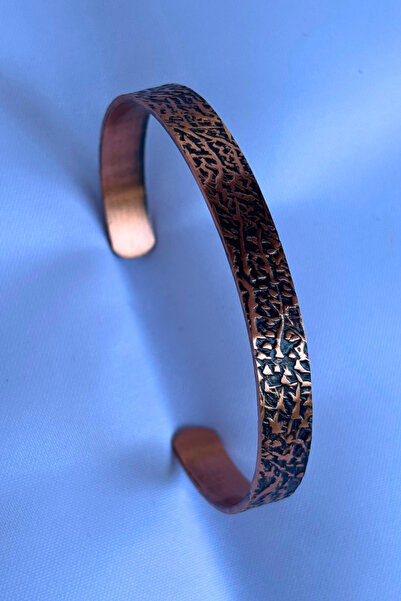 Begondio Geometrik Desenli El İşçiliği ile Üretilmiş Unisex Bakır Bileklik