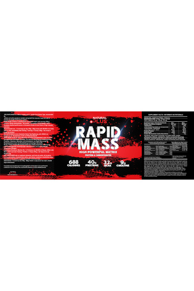 Natural Plus Rapid Mass 1kg, aroma ciocolata - Mass Gainer