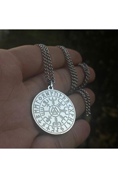 Viking İskandinav Mitolojisi Valknut Runik Alfabe Pusulası Tasarım Paslanmaz ...