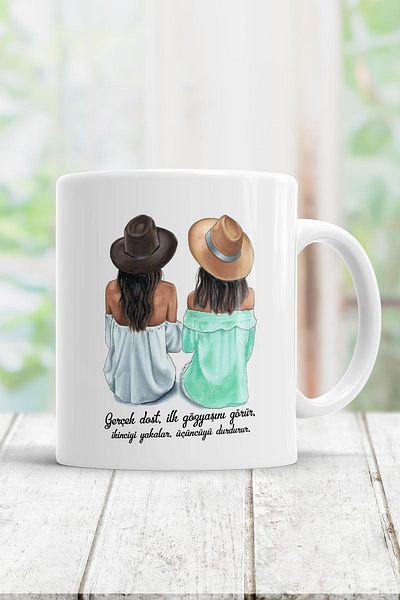 ÇELİKLER HEDİYE 2 Special Real Friend Printed Mug for a Friend