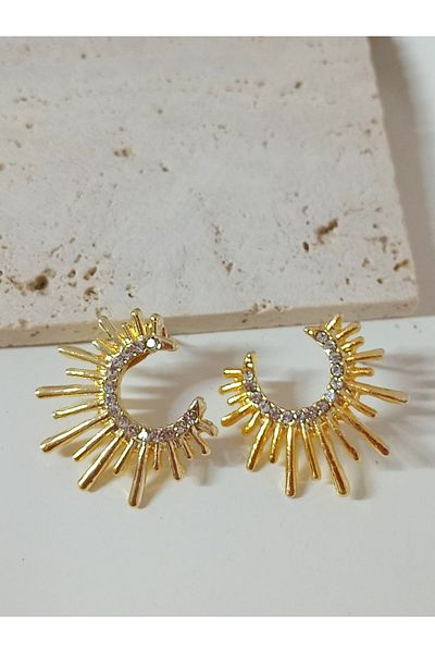 mos&more Gold Stone Sun Women's Earrings