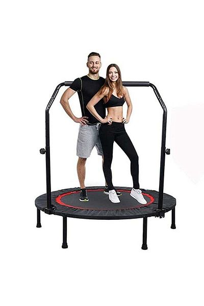 N2Y Enjoy My Life Small Foldable Trampoline for Indoor and Outdoor Fitness with Adjustable Handle Bar, 3