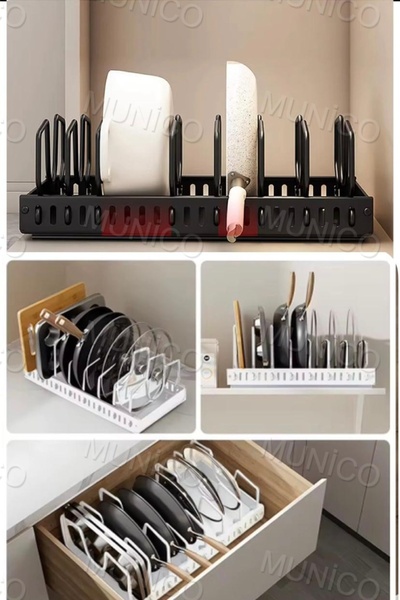Munico Dolap İçi Tencere Ve Tava Organizer Stand İleri Geri Hareketli Telesko...