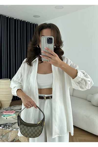 Lavanta Tekstil Cămașă oversize transparentă
