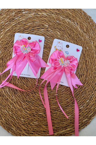 LO ADORO 2 Pieces Bow Girl Child Buckle Pink Black Red Fuchsia White Buckle Hair Accessory