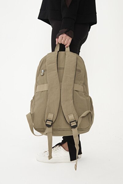 H&D COLLECTİON Unisex Water Resistant Large Size Crinkle Fabric Multi-Eye Laptop School and Travel Backpack 3062