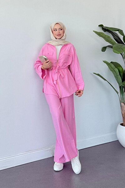 Hazamoda بدلة الفاوانيا باللون الوردي