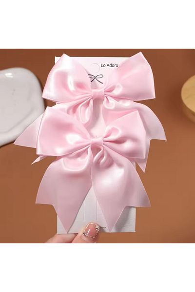 LO ADORO 2 Pieces Bow Girl Child Buckle Pink Black Red Fuchsia White Buckle Hair Accessory