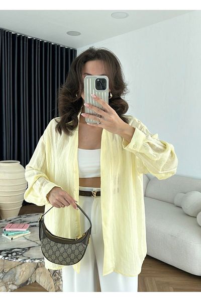 Lavanta Tekstil Cămașă oversize transparentă