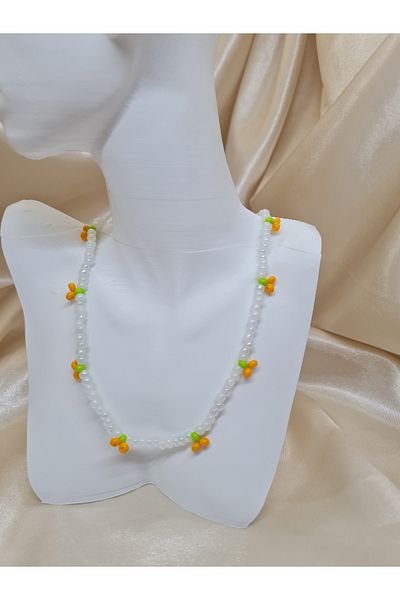 ZEYM Colorful Bead Necklace with Cherry Detail – Handmade Summer Design