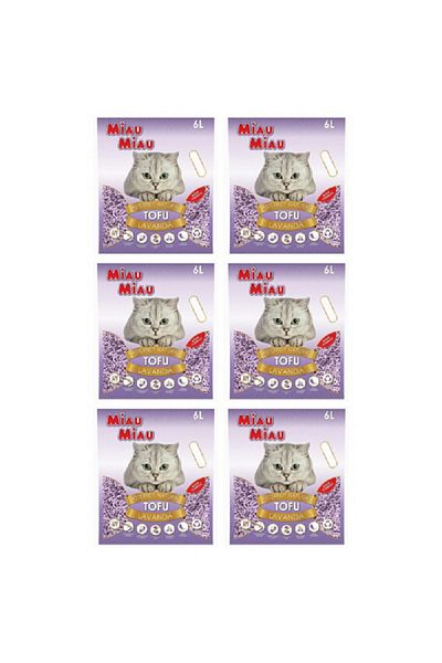 MIAU MIAU Pachet 6 x Nisip pentru pisici MIAU MIAU Tofu LAVANDA 6L