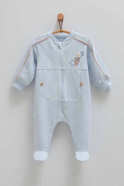 Caramell Baby Boy Romper 100% Cotton Teddy Bear Embroidered Interlock Fabric (1-12 Months)