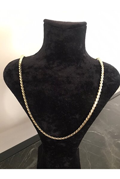 shop قلادة من الفولاذ المقاوم للصدأ محبوكة موديل ذهبي لامع وسلسلة سميكة غير ق...