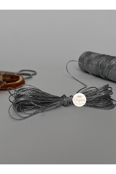Düğüm Hobi Atölyesi Gümüş Gri Simli Mumlu İp 1 mm – 10 Metre | Takı Yapımı, B...