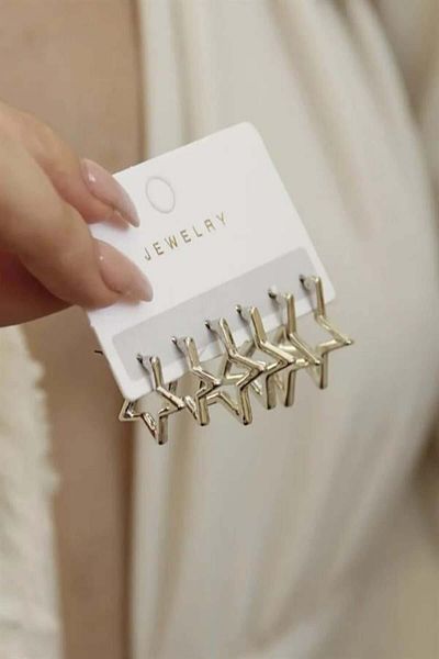 By Zeyna Aksesuar Women's 3 Size Star Model 1.5 Cm/ 2 cm / 2.5cm Earring Set Zrk00593