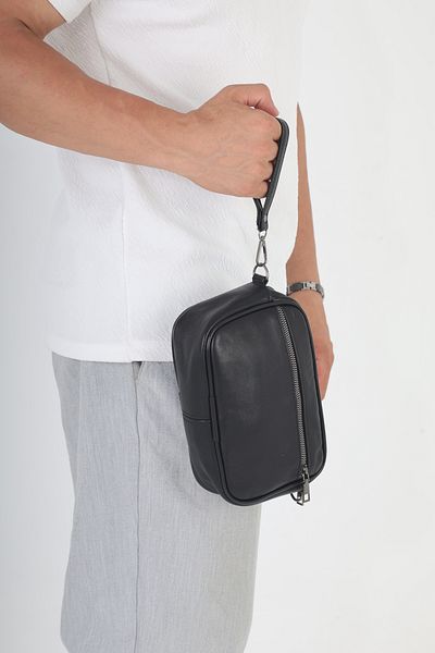 Erzeno Genuine Leather Men's Handheld Portfolio & Clutch Care Bag (with Wrist Strap and Detachable Shoulder Strap)