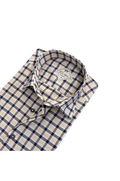GÖMLEK GALERİSİ Men's Classic Relaxed Fit Plaid Double Pocket Long Sleeve Shirt