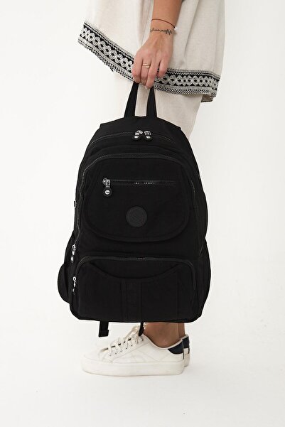 H&D COLLECTİON Water Resistant Crinkle Fabric Multi-Compartment Laptop School and Travel Backpack 3061