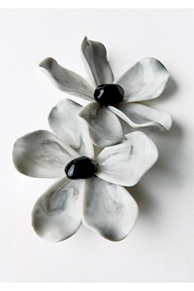 mos&more Brand Earrings, Gray Flower Big Women's Earrings