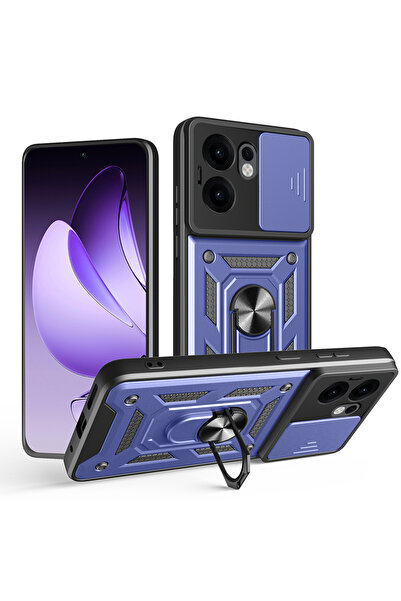 Tılsım Tekno حافظة متوافقة مع هاتف اوبو رينو 13F 5G، غطاء منزلق صلب مع حامل م...