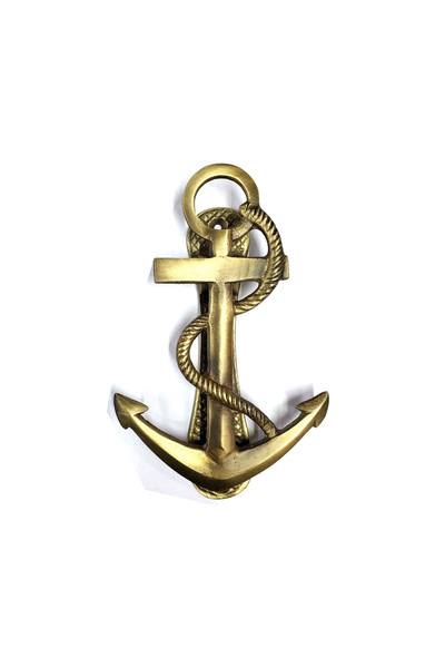 Skygo حبل نحاسي مزخرف على الطراز العتيق، مرساة، بحار، مقبض باب بحار، قفل - 170 × 60 مم، أصفر