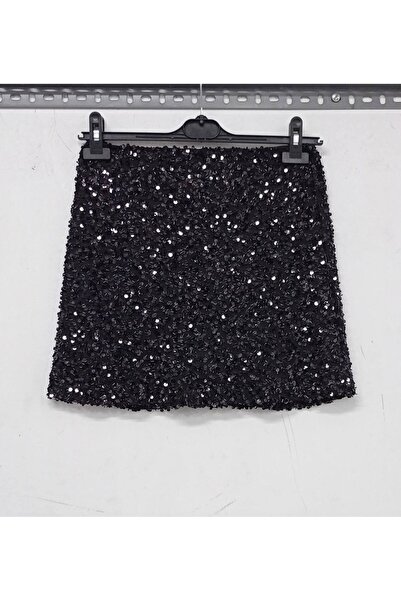 MODAGK Trend Pullu Mini Etek-siyah