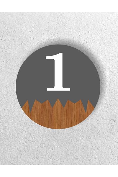 zafrakreklam Round Metal Composite - Wooden Apartment Site -Apartment Hotel Office Door Number - Door No: 1 One